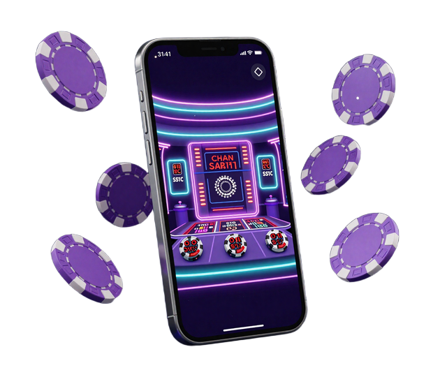 Smartphone mit leuchtender Casino-Lobby als Symbol f&uuml;r mobiles Spielen ohne App