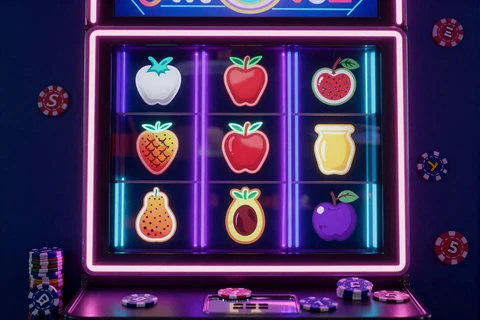 Neon Slot Walzen mit Frucht Symbolen als Automatenspiele im Online Casino