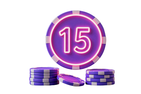 Magenta neon 15 Euro Badge &uuml;ber Chips als No Deposit Bonus im Casino